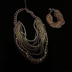 Necklace and bracelet beaded multi strand